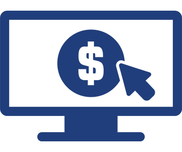 Computer shows dollar sign on screen to Pay your bill online