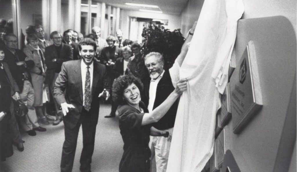 Albany General Hospital Foundation revealing a donor wall, 1992.