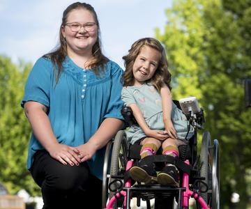 12 year old Albany resident Claire Burrill posed with neighbor Kaia Mannale.