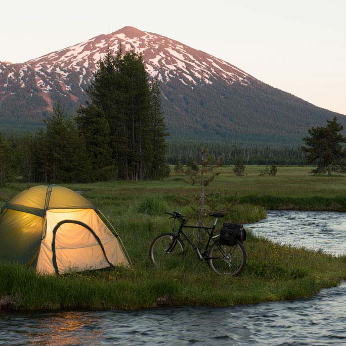 Our region offers great Tent camping with view a of Mount Bachelor