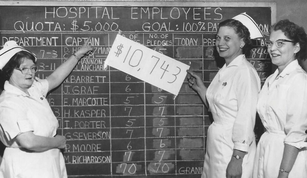 Albany General Hospital employee fundraising campaign for new building, circa 1960.