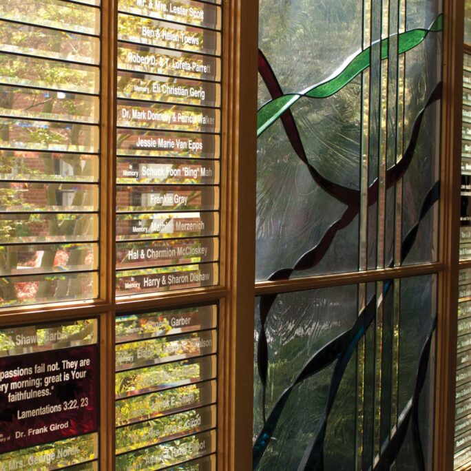 Engraved donor wall window located at Samaritan Lebanon Community Hospital.