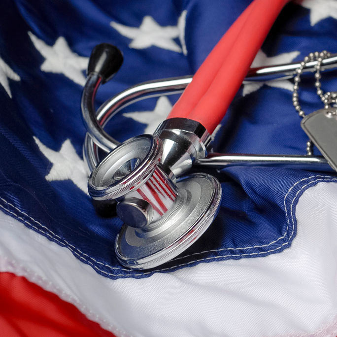 Stethoscope on American flag