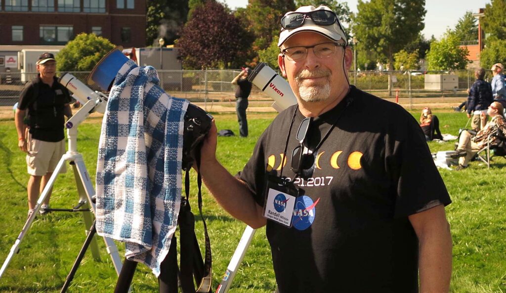 Randall with his camera gear at the full eclipse in 2017.