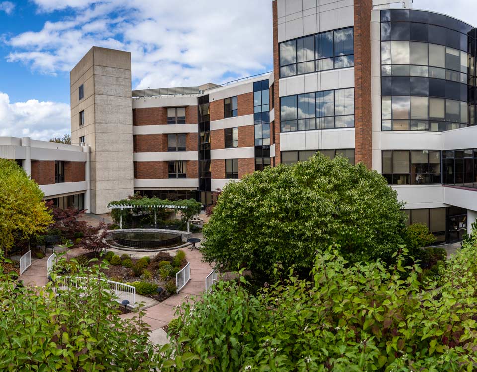 A view of the garden area at Good Samaritan Regional Medical Center in Corvallis, Oregon.