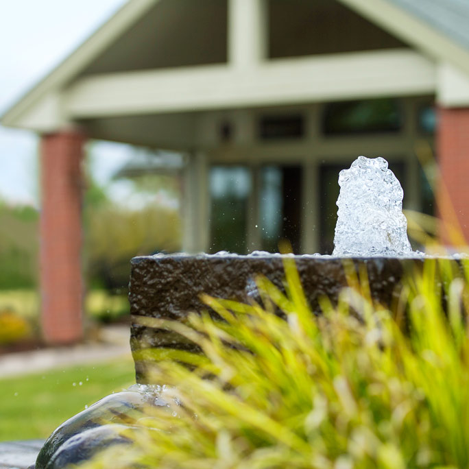 Fountain in front of Samaritan Evergreen Hospice in Albany, Oregon.