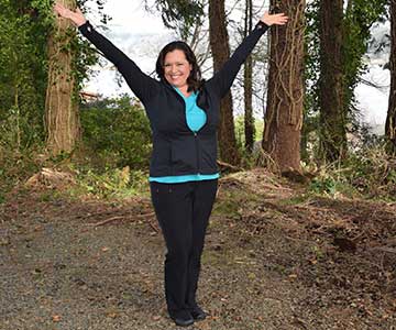 Radiological technologist on walking trail near coastal hospital