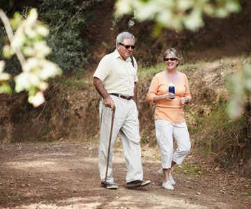 Man and woman walking