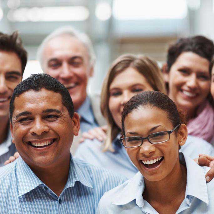 Smiling group of office workers.
