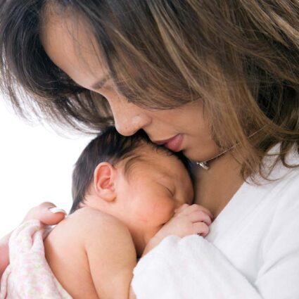Woman holding baby