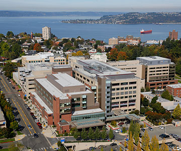 Aerial view of MultiCare hospital in Saeattle, Washington.