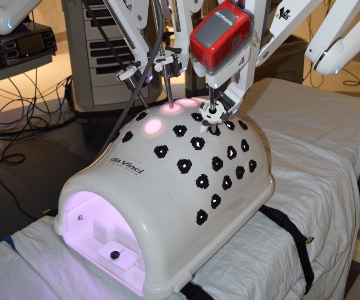 Robotic surgery practice torso used to help surgeons train with this tool.