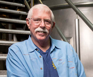 Patient, Jim, at Rogue Ales Brewery in Newport, Oregon.