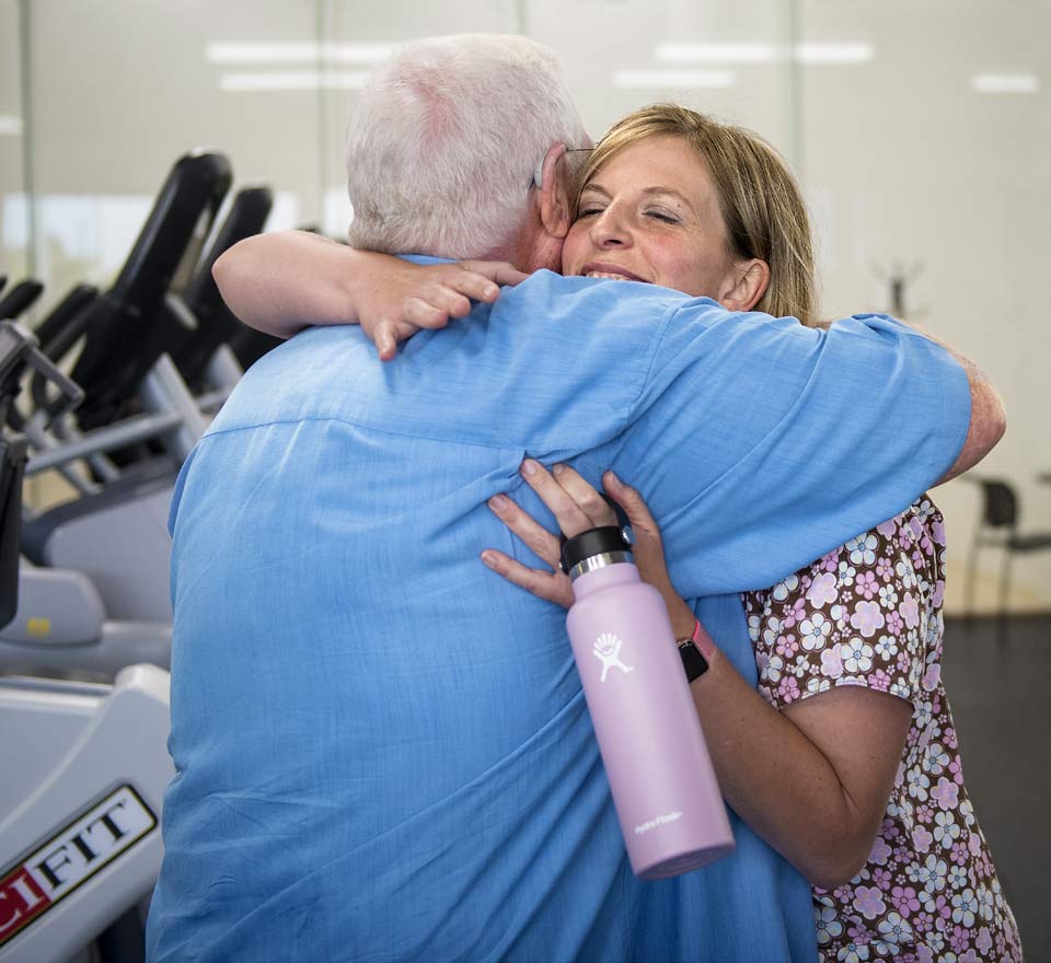 Jim getting a big hug from one of the nurses who was a part of his care.