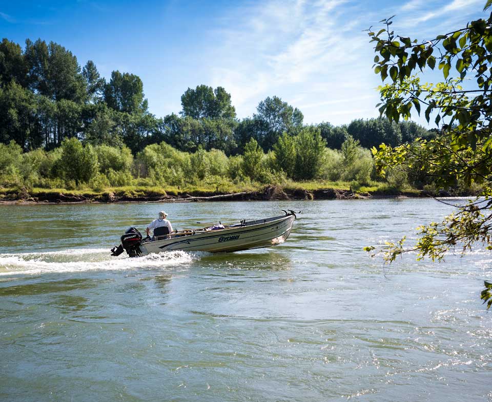Randy boating down the Willamette River.