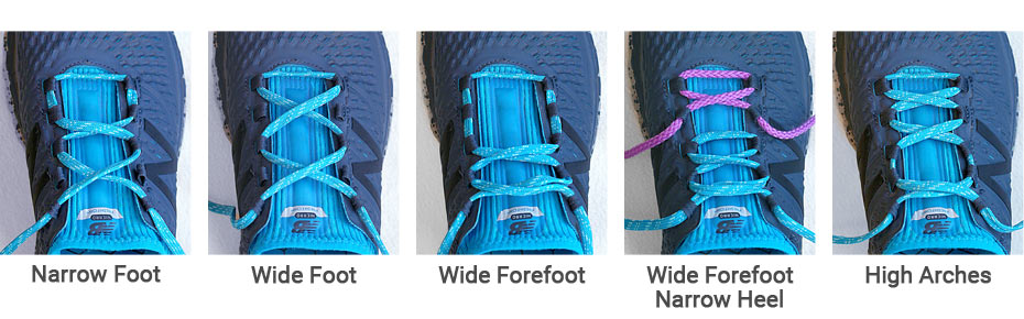 Five different shoelace patterns to help your shoes feel more comfortable.