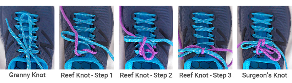 Five different types of knots to use when typing your shoes.