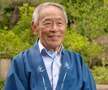 Hoichi Kurisu dressed in a traditional kimono shares his philosophy for designing Japanese healing gardens.