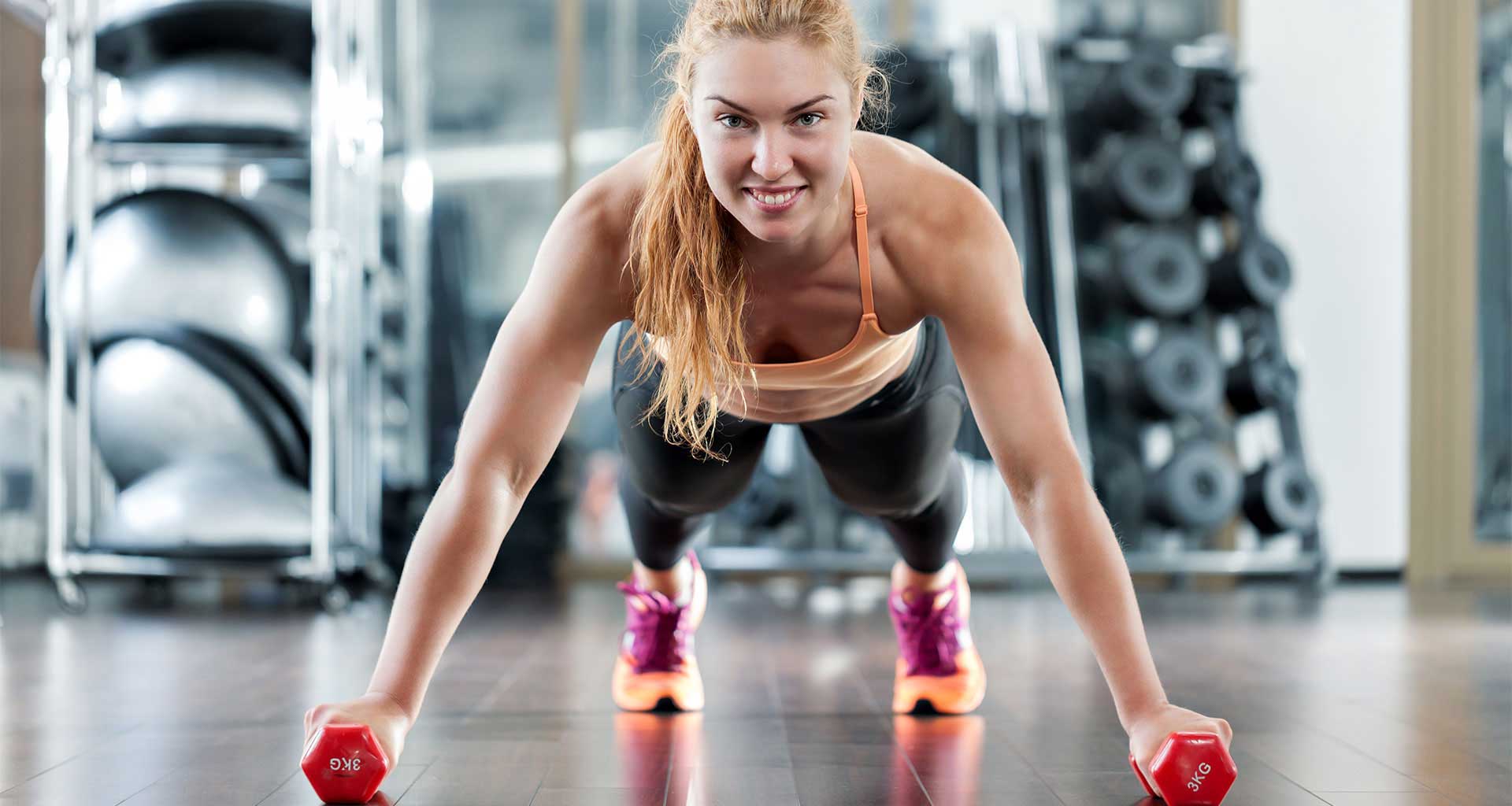 young woman doing push up