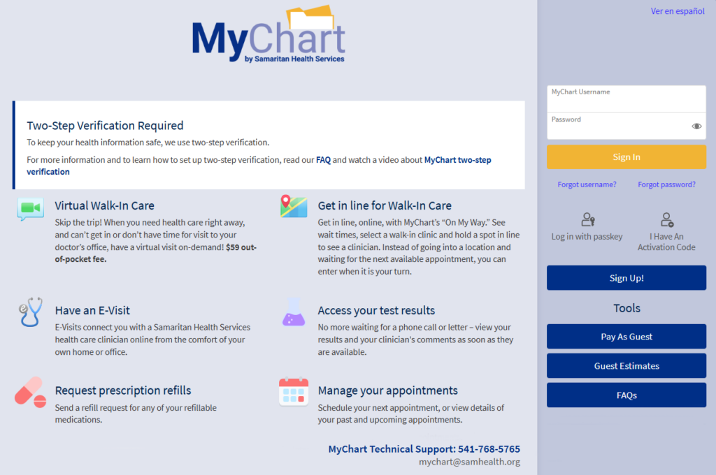 Colorful log in screen for MyChart.