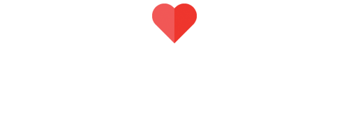 Text reading "Stronger Together" with a red heart centered over them.